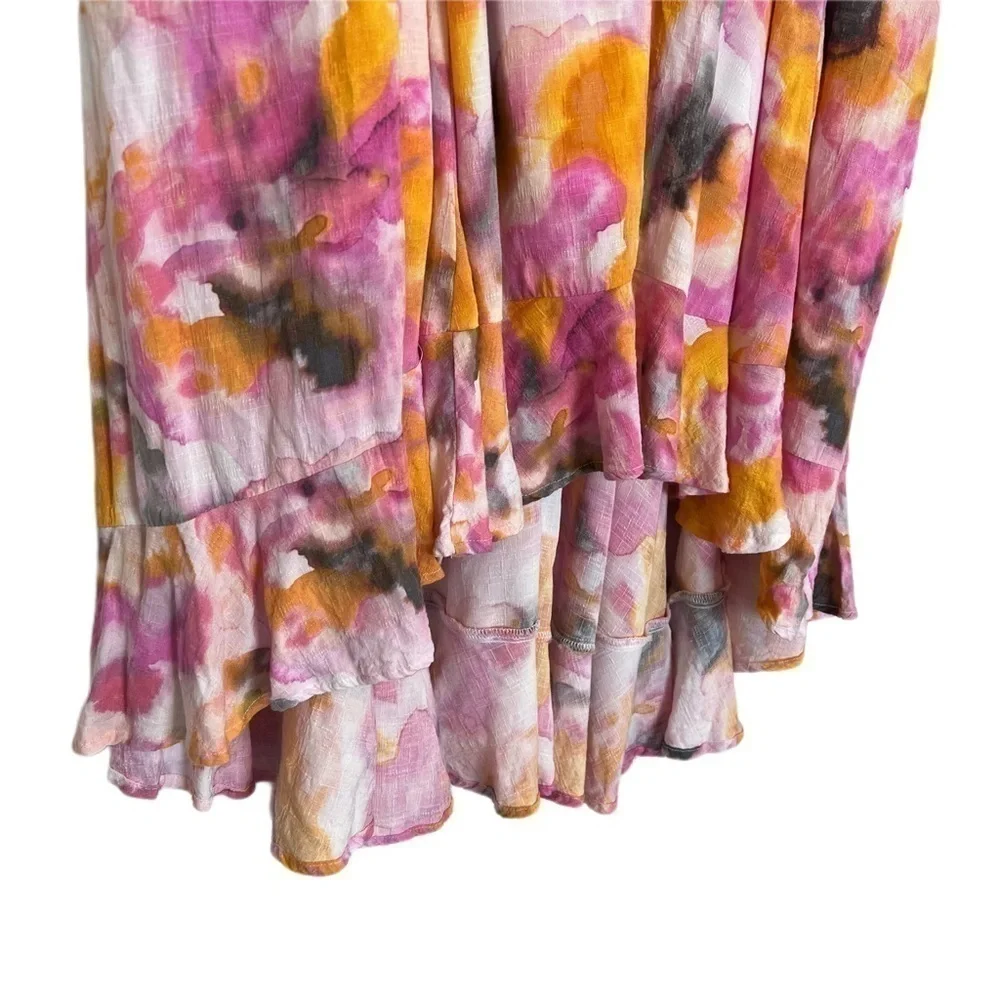 Torrid Top/Skirt Co-Ord Set Multi Watercolor Tie Dye Off Shoulder Matching 4X